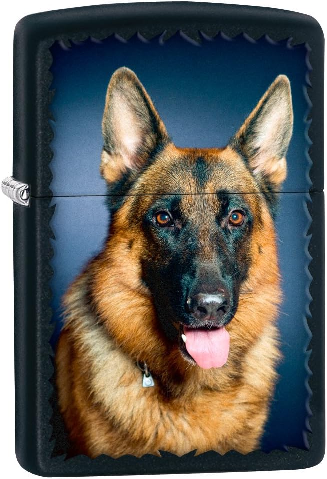 Zippo Lighter: German Shepherd Portrait - Black Matte 76983