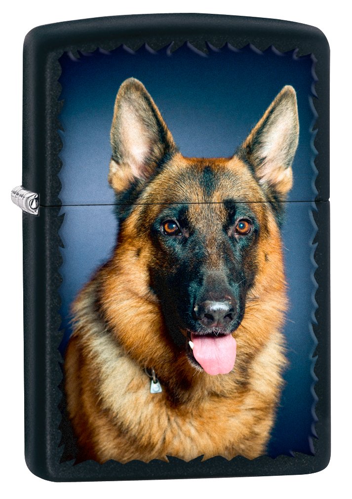 Zippo Lighter German Shepherd Portrait - Black Matte 76983