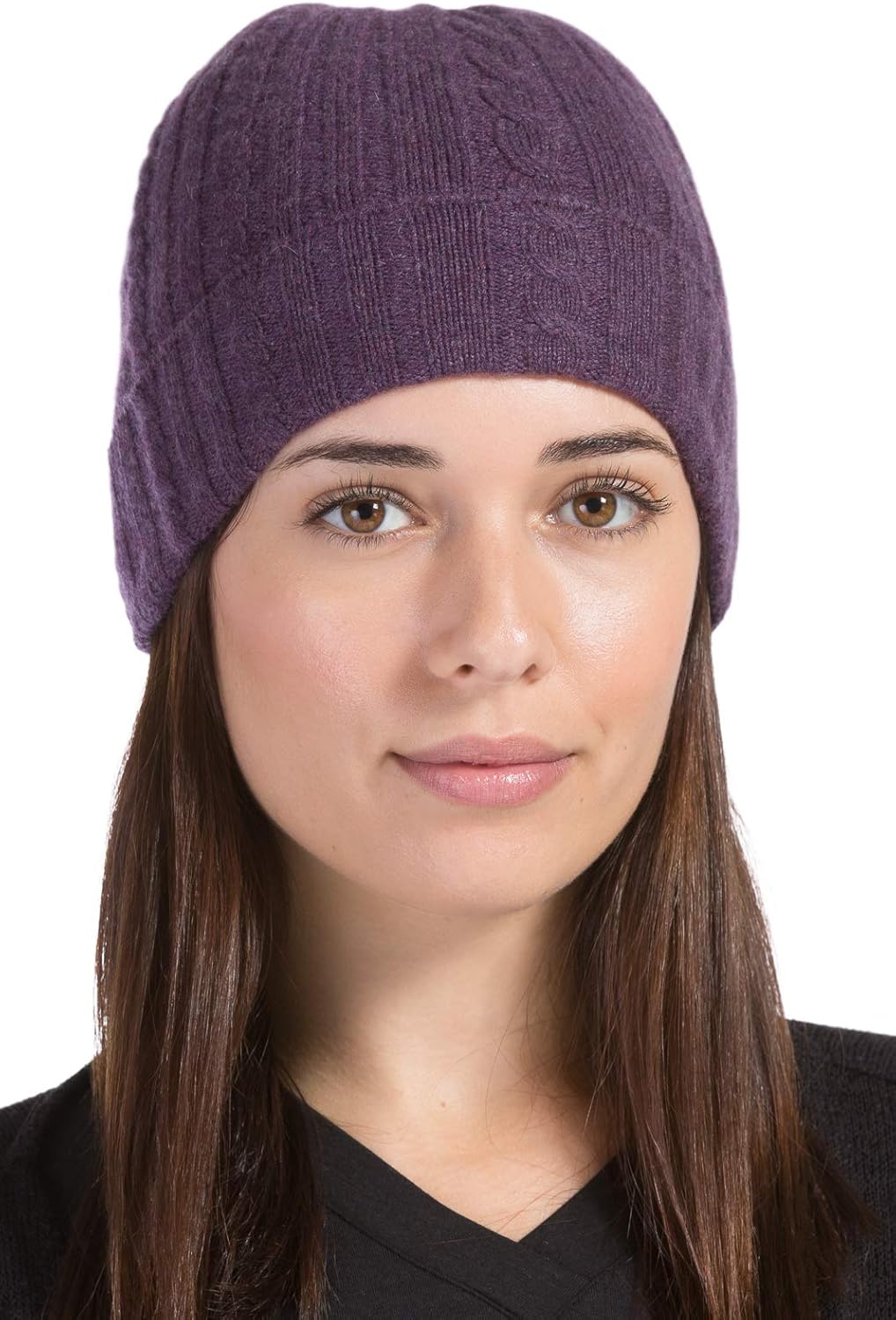 Fishers Finery Women's 100% Pure Cashmere Cable Knit Hat; Super Soft; Cuffed - Image 2