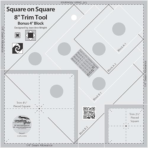 Creative Grids Square on Square Trim Tool - 4in or 8in Finished - CGRJAW8