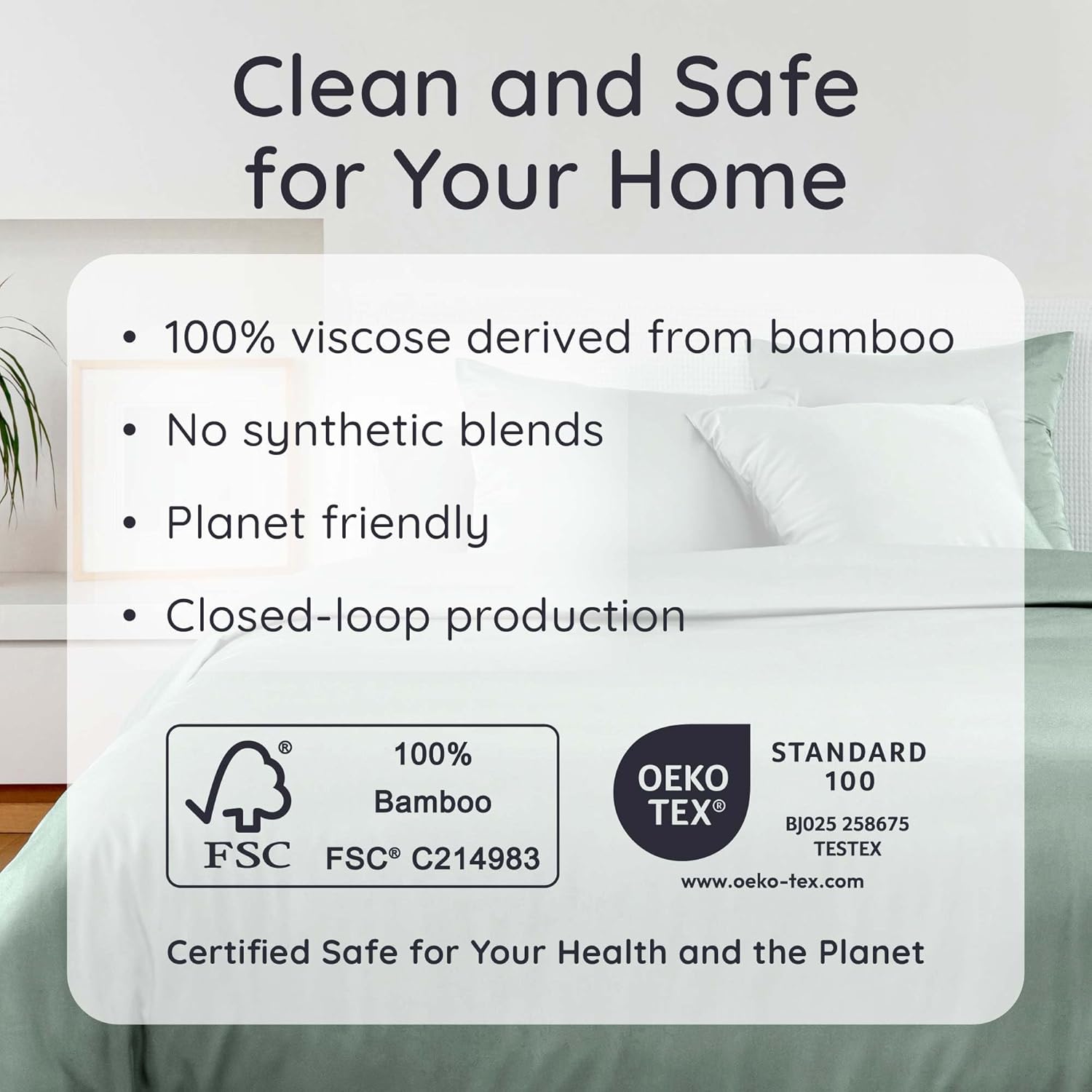 Bambaw 100% Viscose Derived from Bamboo Sheets Queen Size Deep Pocket Set – 4pcs Hotel Luxury Bedding Set, Fits Up to 16'' with Elastic Corner Straps, Ultra Soft Cooling Sheets Queen Size (Sea Glass)