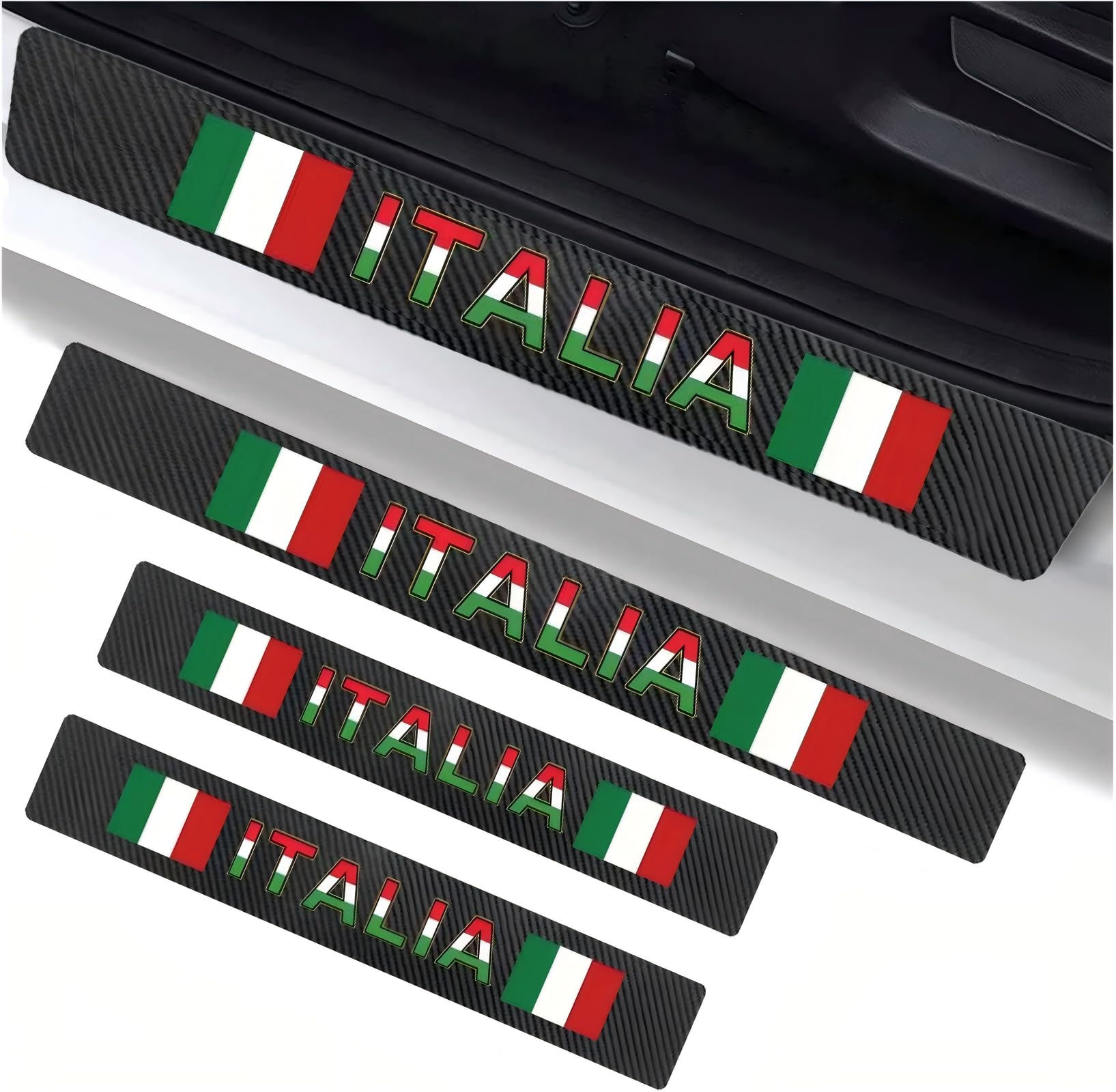 HKwroadrid 4pcs Italy Flag Glow in Car Door Sill Protectors,Luminescent Door Step Guards Edge Cover Protection for Auto, Truck, SUV Front/Rear Doors (Luminescent Italy Flag)