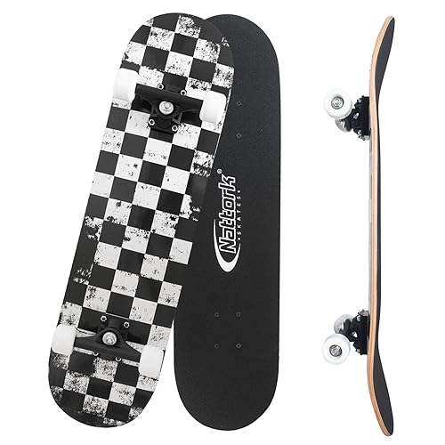 Nattork 31 Inch Complete Skateboard, Standard Skateboards for Beginners, Wood