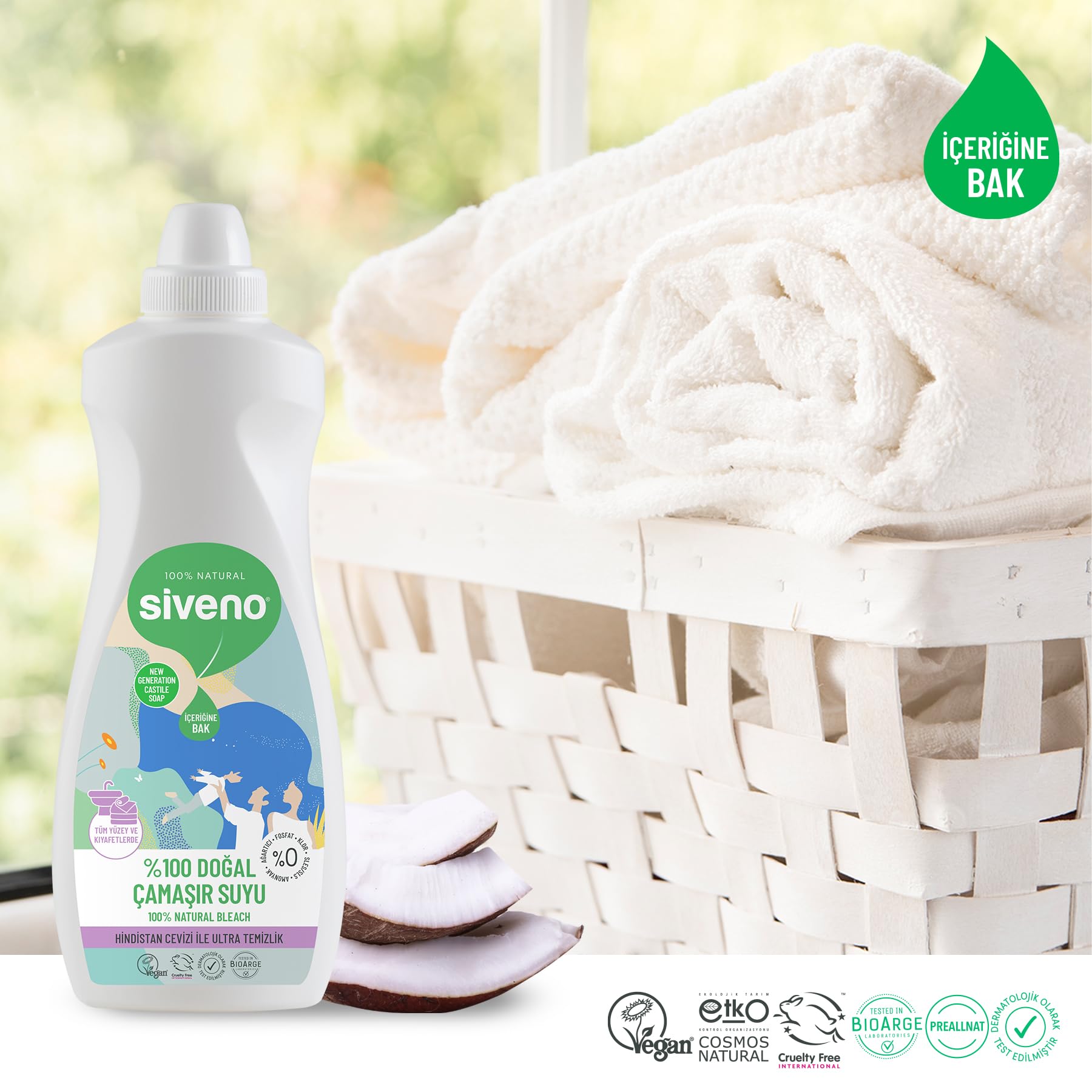 Siveno%100 Doğal Çamaşır Suyu Bitkisel Lavanta Çay Ağacı Tüm Yüzey Ve Kumaşlarda 700 ml