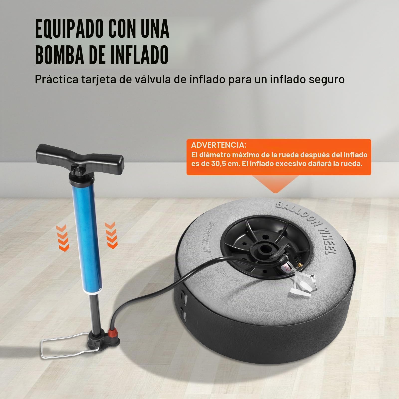VEVOR Carrito de Playa con Ruedas Sólidas de PE Grandes para Arena, Plataforma de Carga de 760 x 390 mm, Carro de Arena Plegable, Carro Resistente para pícnica, Camp, Pesca, Playa, Jardinería
