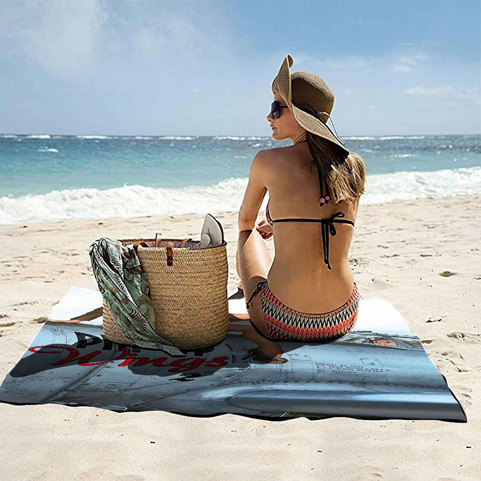 Telo Da Mare 3D Pilota Donna Stampato Asciugamano Da Spiaggia 100x200cm Asciugamano Microfibra Grande Antisabbia Leggero Telo Mare Per Sport Piscina Viaggi In Famiglia Vacanze