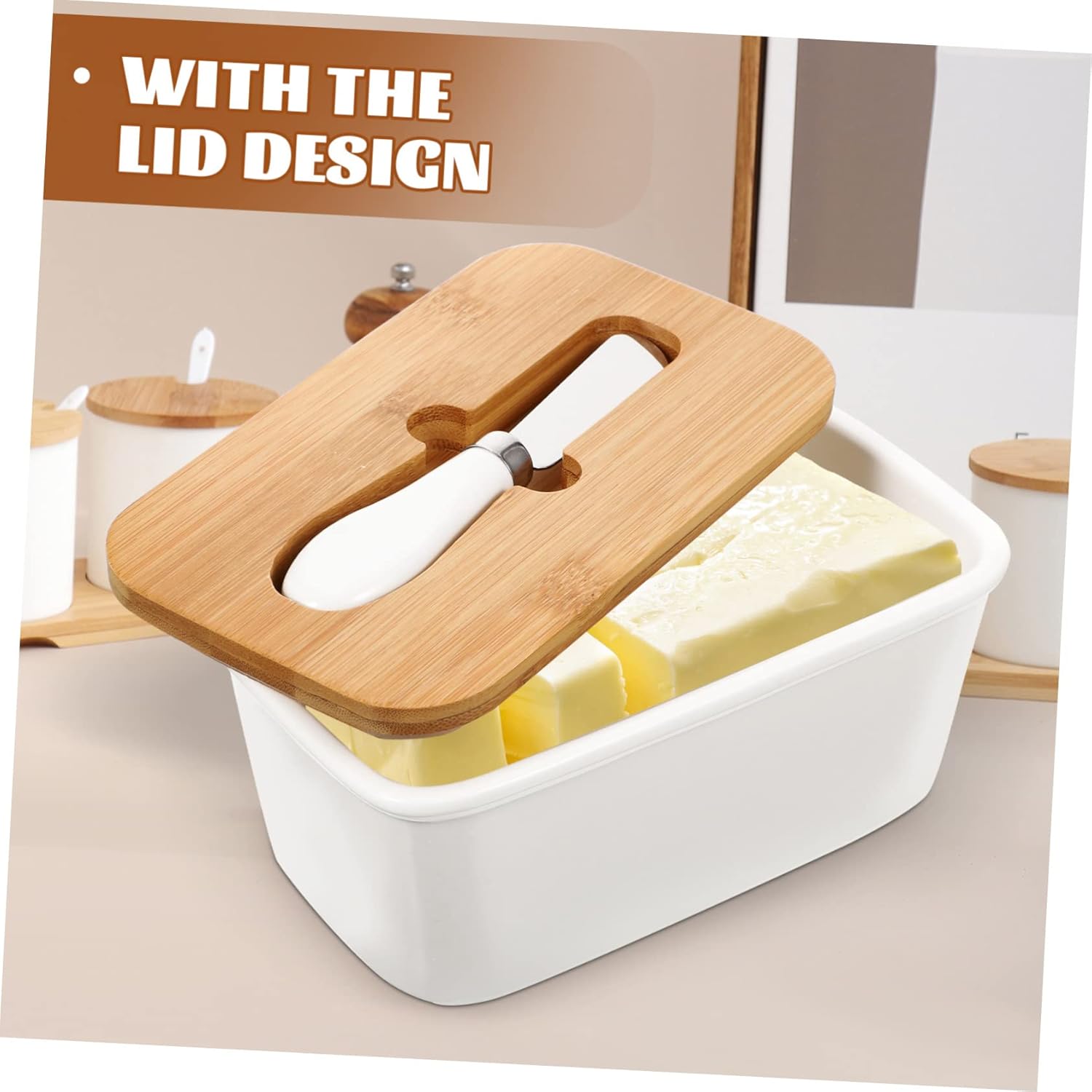 1set Ceramic Butter Keeper Slicer Airtight Butter Storage Container for Fridge for Cheese Preservation Kitchen Essential