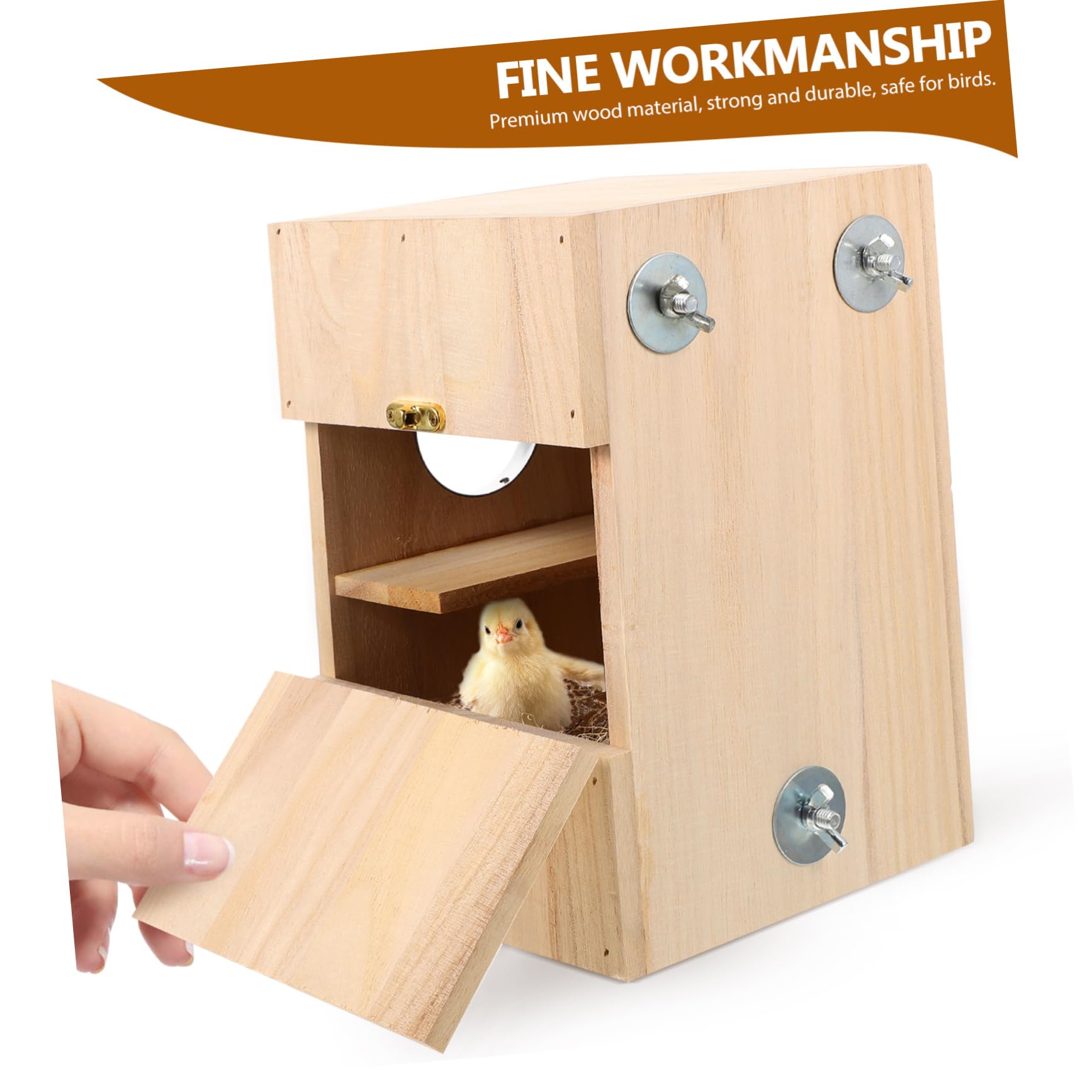 BESPORTBLE Coffret de Reproduction en Bois pour Petits Oiseaux, Nichoir Beige, Espace de Repos Jeu, pour Canaris