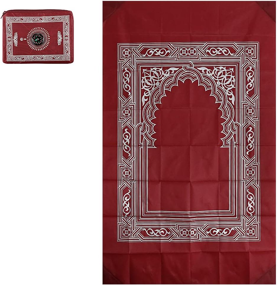 Travel Prayer Mat Rug, GLADPRESIT Portable Pocket Mat with compass, 60