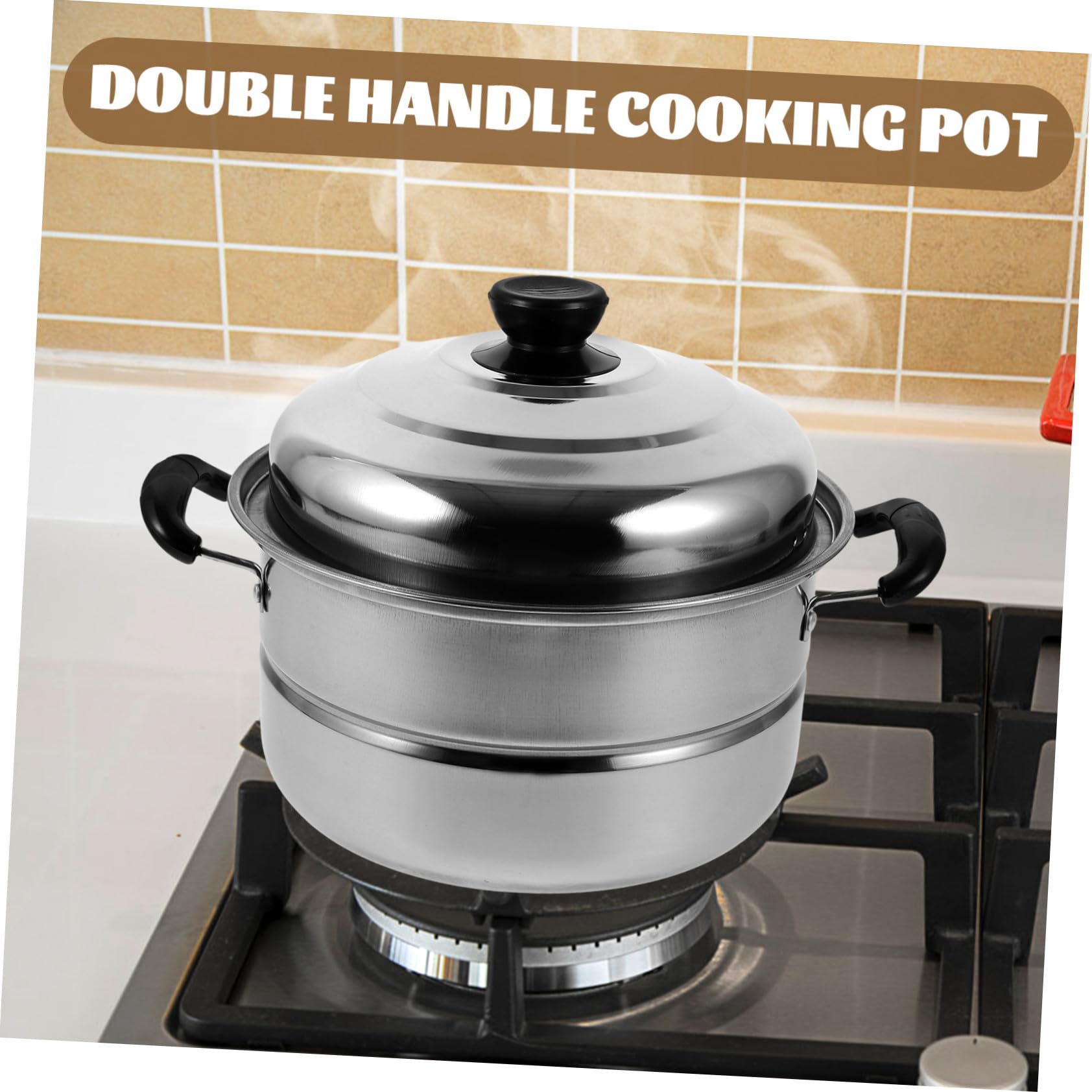 Cabilock Marmite à Soupe Cuiseur Vapeur Multifonction en Acier Inoxydable Épais Couvercle Résistant aux Chocs, Ustensile la Cuisine Inox Maison Ustensile de Cuisine