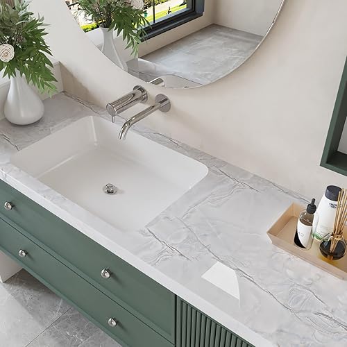 Miniatura 5 de CRE8TIVE Papel tapiz de mármol blanco y gris brillante de 24 x 354 pulgadas, tamaño grande, para despegar y pegar, papel de contacto de mármol para