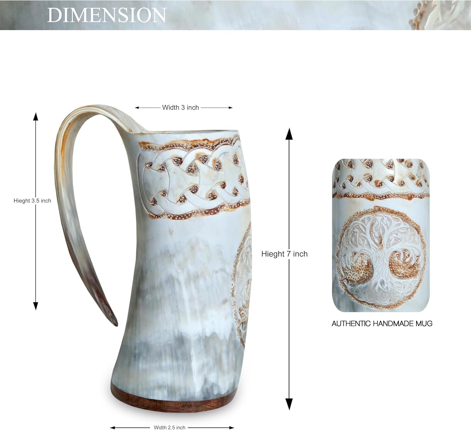 24oz Viking drinking horn mug for beer ALE mead Tree of life horn mug for easter gift for men and woman