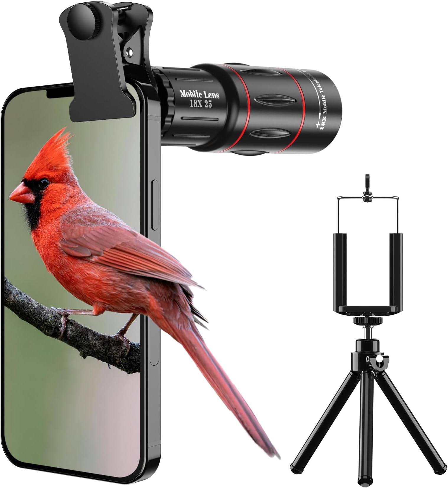 18X Telephoto Lens, Hight Power Telephoto Phone Lens with Tripod, Mobile Cell Lens Attachment for Android & iPhone, Samsung and Most Smartphone