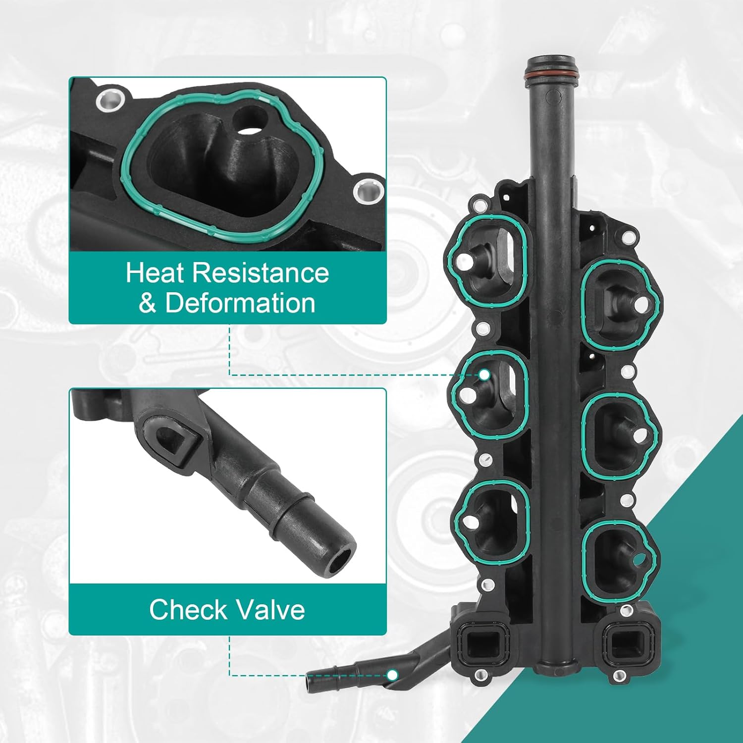 Engine Intake Manifold with Gaskets Compatible with Ford Explorer 3.3 2020-2023, F150 3.3 3.5 3.7 2011-2023, Mustang 3.7 2011-2017, Transit 3.5 3.7 2015-2024# JL3Z-9424-B