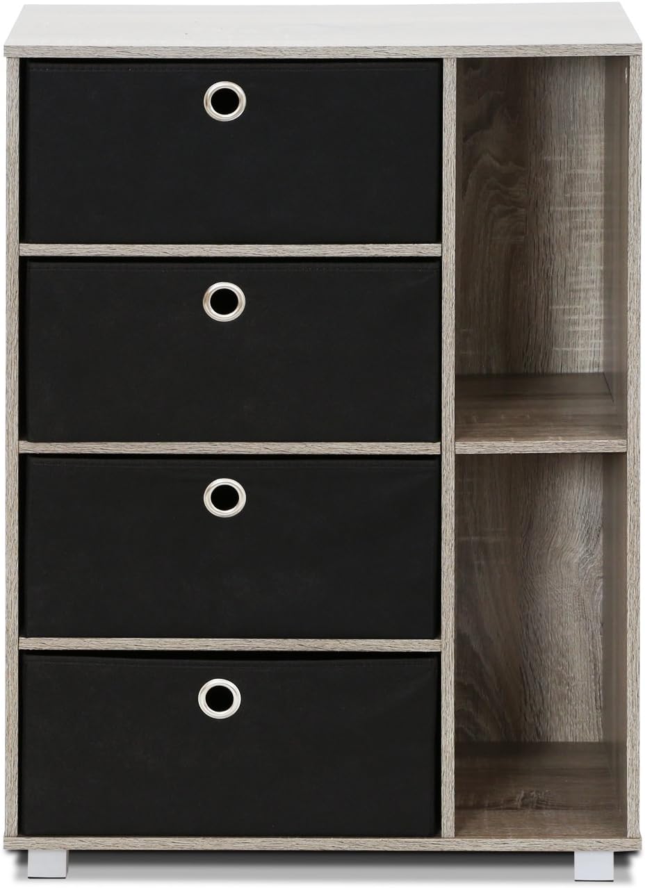 Amazon Com Furinno Andrey Multipurpose Storage Cabinet French Oak Grey Black Furniture Decor