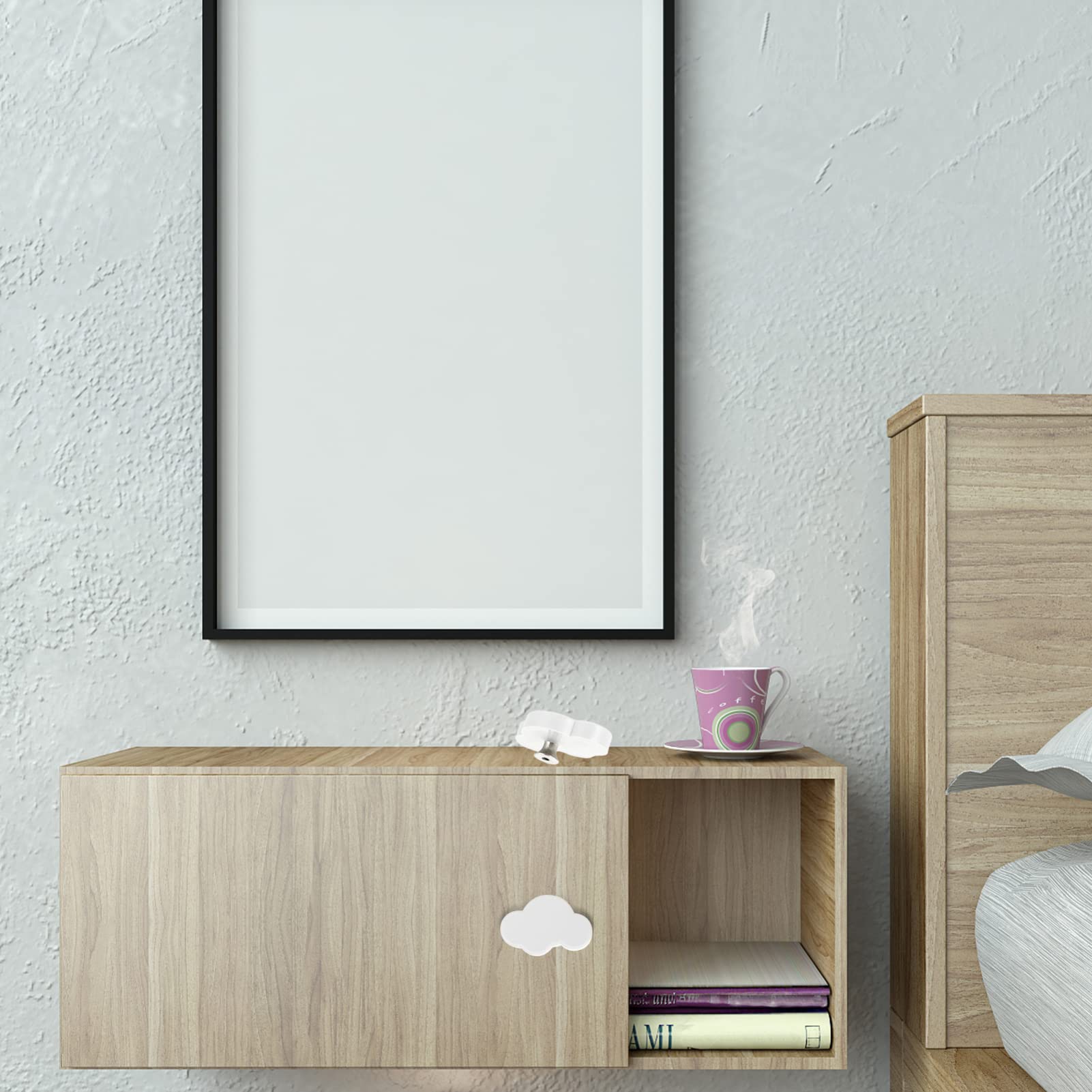 SOESFOUFU 6pcs Boho Adorable Cloud Shape Drawer Handles Soft Rubber Boys and Girls Room Knobs Easy Install Replacement Handles for Wardrobe Cabinet