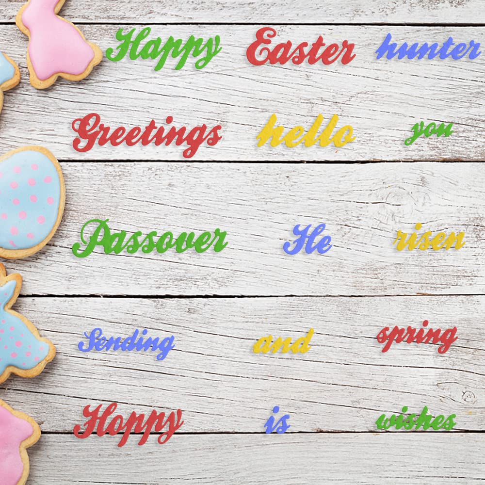 15 Pieces Easter Words Cutting Dies Carbon Steel Letter Die Cuts Embossing Stencil Template for Card Making DIY Scrapbooking Paper Cards Making Decorative Crafts Supplies