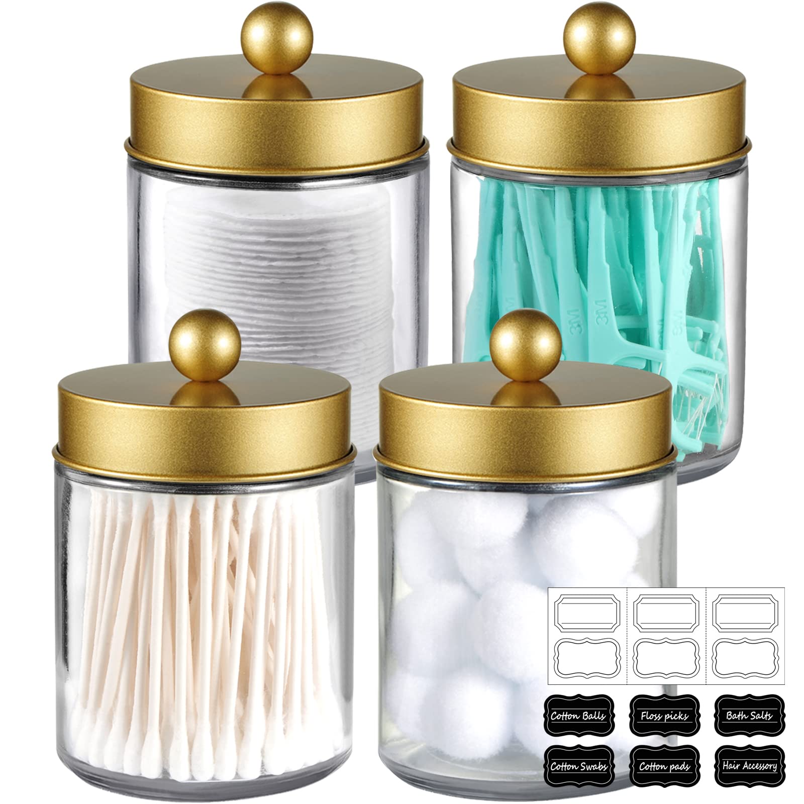 Buy 4 Pack Apothecary Jars Bathroom Vanity Storage Organizer Set