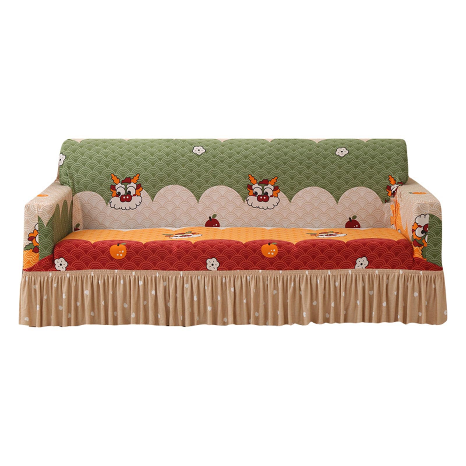 Mllepjdh Sofa Slipcover for 3 Seater, Slip Resistant with Armrests Printed Couch Protector, Machine Washable Color Optional Sofa Protector