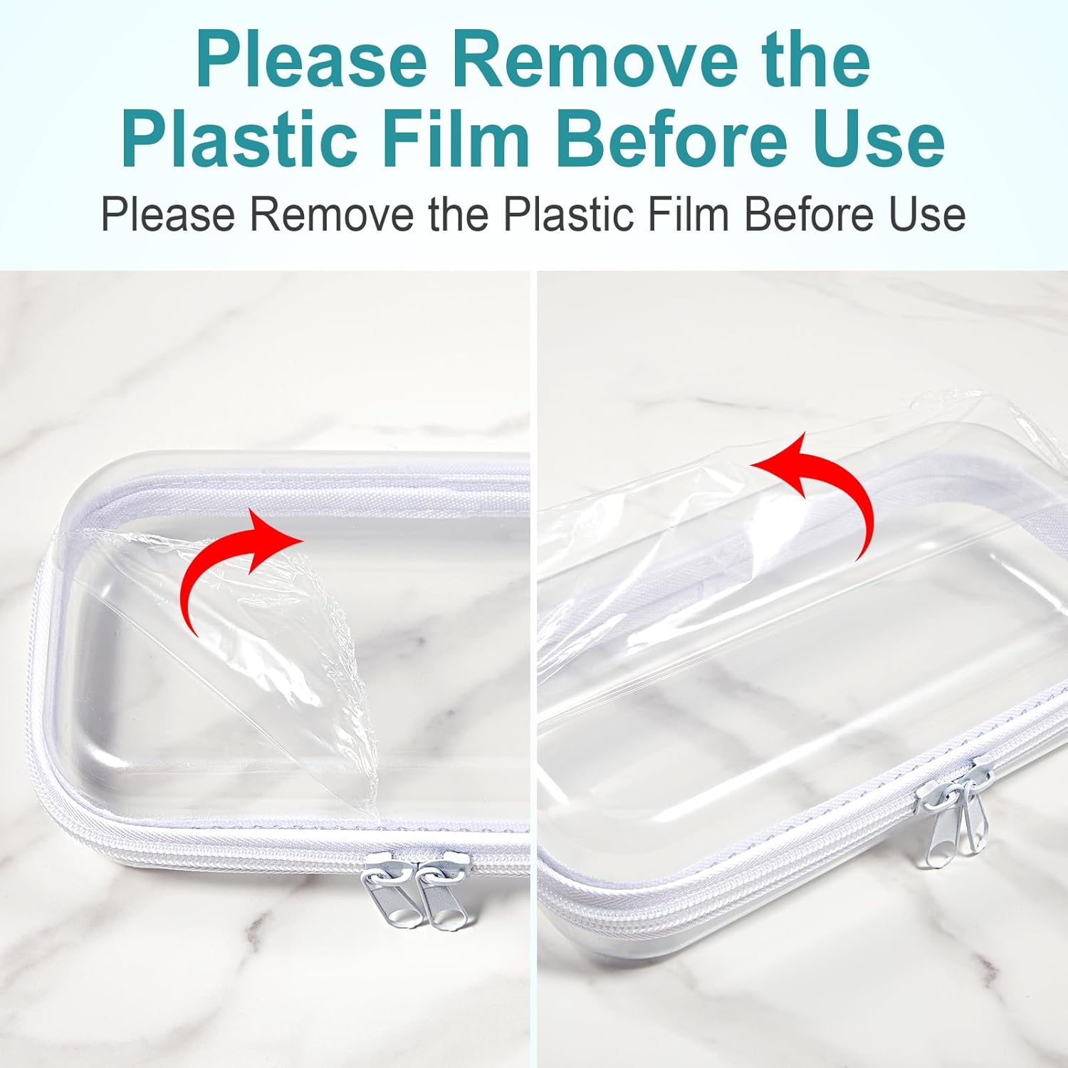 15 Pcs Clear Hard Shell Zipper Case Plastic Bins Transparent Double Zippers Hard Pouch Clear Plastic Storage Box Containers for Building Blocks Cosmetics, Puzzles(7.5 x 4 Inches)