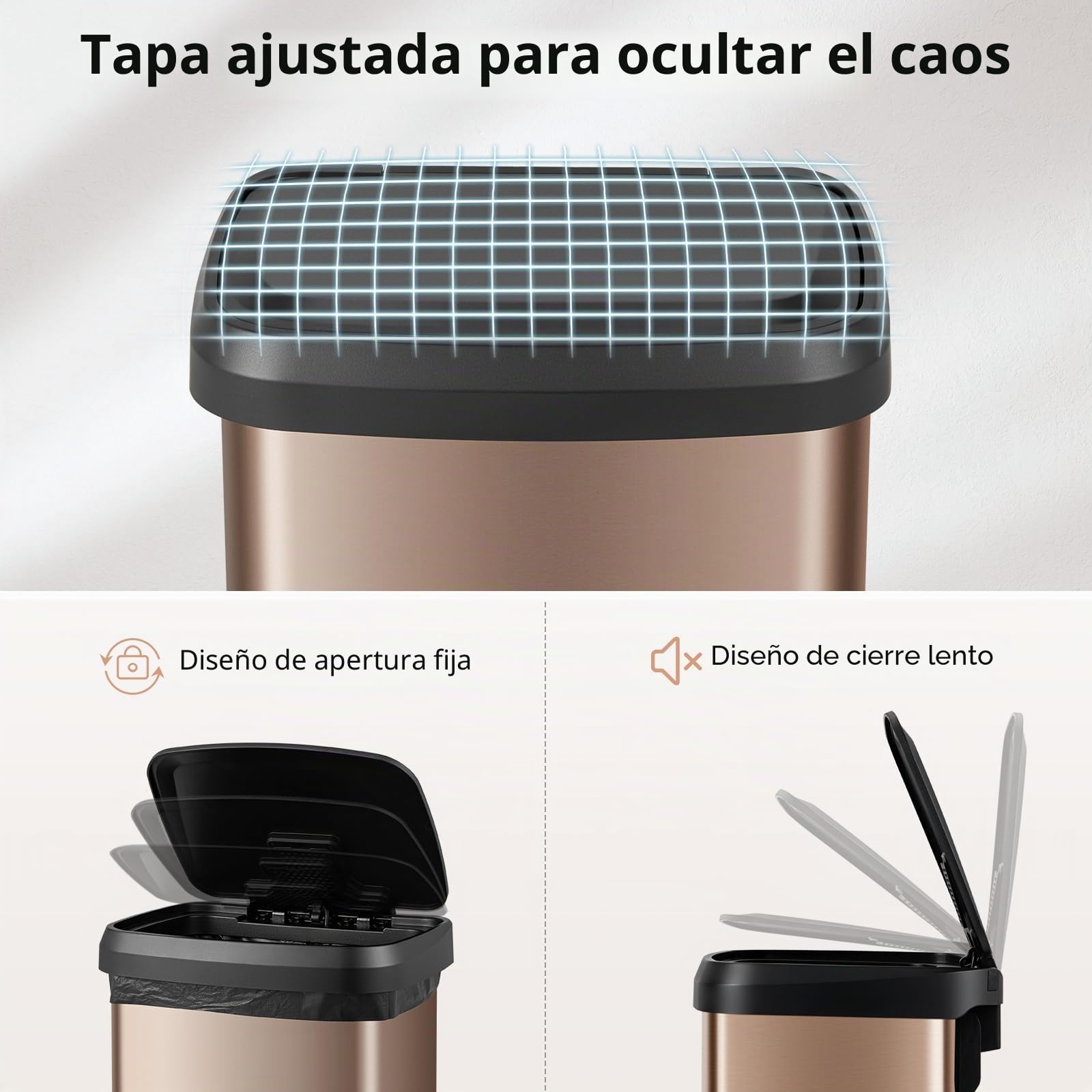 Giantex Cubo de Basura de Cocina de 50 Litros, con Tapa y Pedal, Cubo de Basura de Cocina de Acero Inoxidable y Plástico, Cubo Basura con Compartimento Desodorizante, 41 x 39 x 61 cm