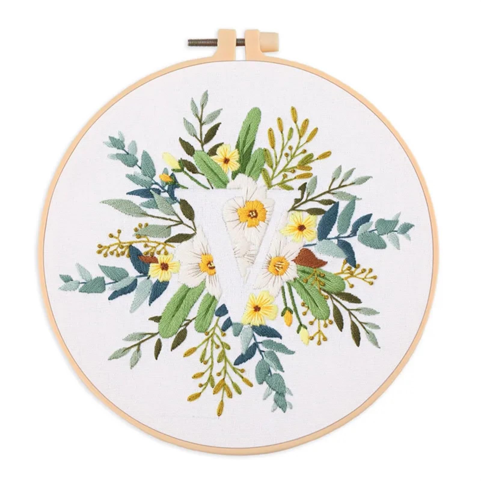LKLNKVL embroidery, Embroidery Kit， For Beginner And Adults Starter Kit(Color V,With 20cm hoop)