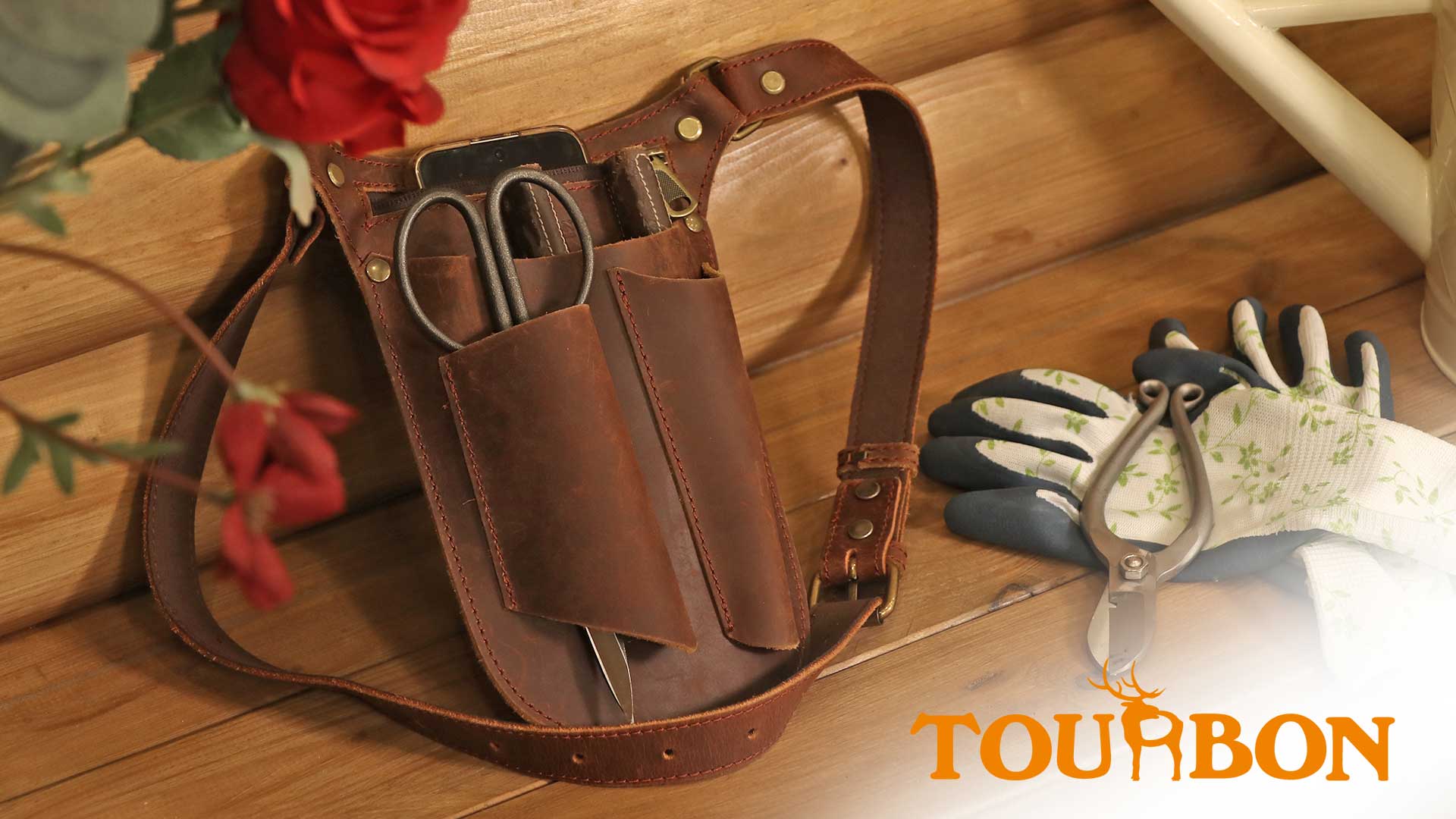 Amazon.co.jp: TOURBON ガーデニングポーチ 革 フローリストケース