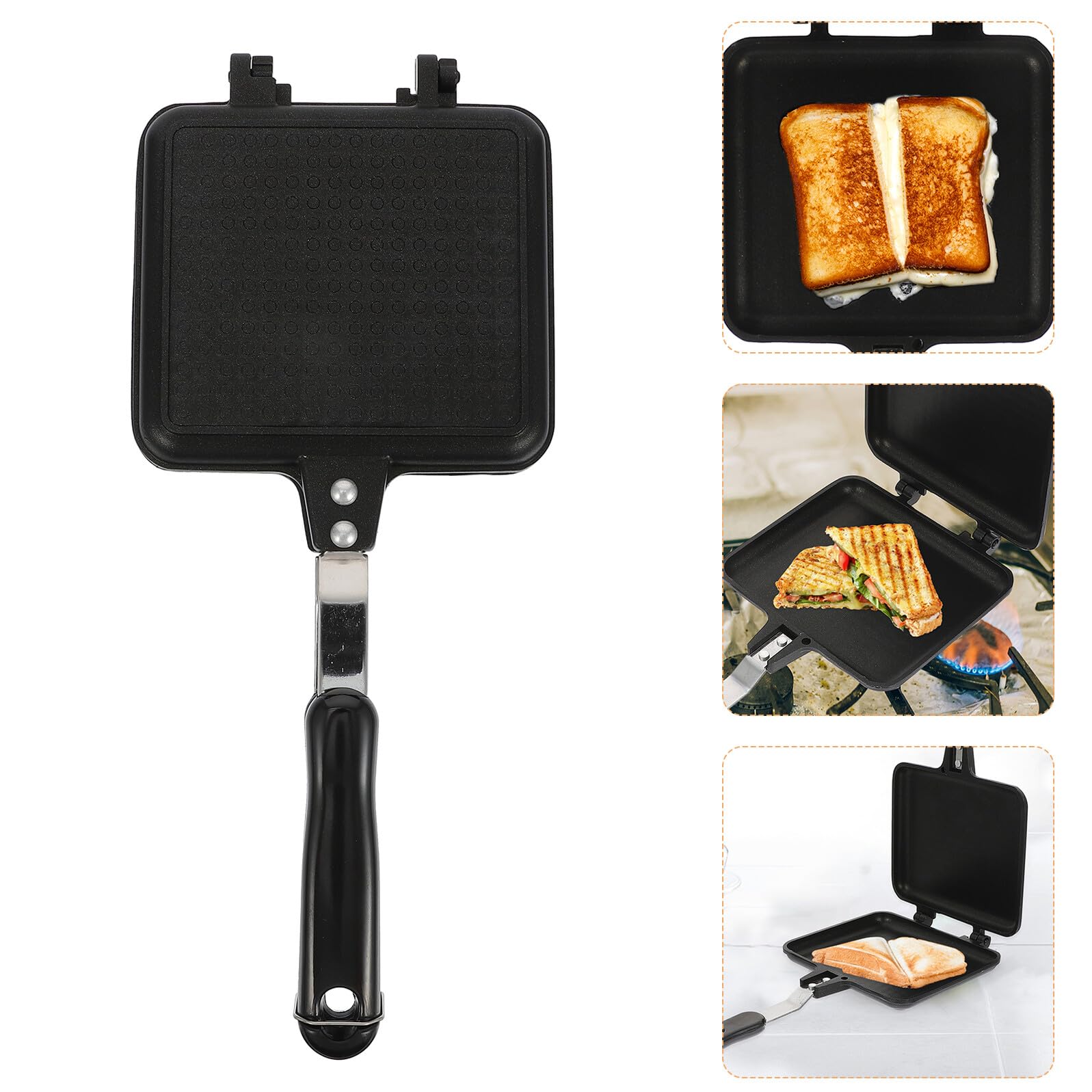PartyKindom Antihaft Sandwichform aus Aluminium, Schwarz, Abnehmbar | Doppelseitig, Leicht zu Reinigen, Brotbackplatte für Toast und Sandwichbrot, Küchenbedarf