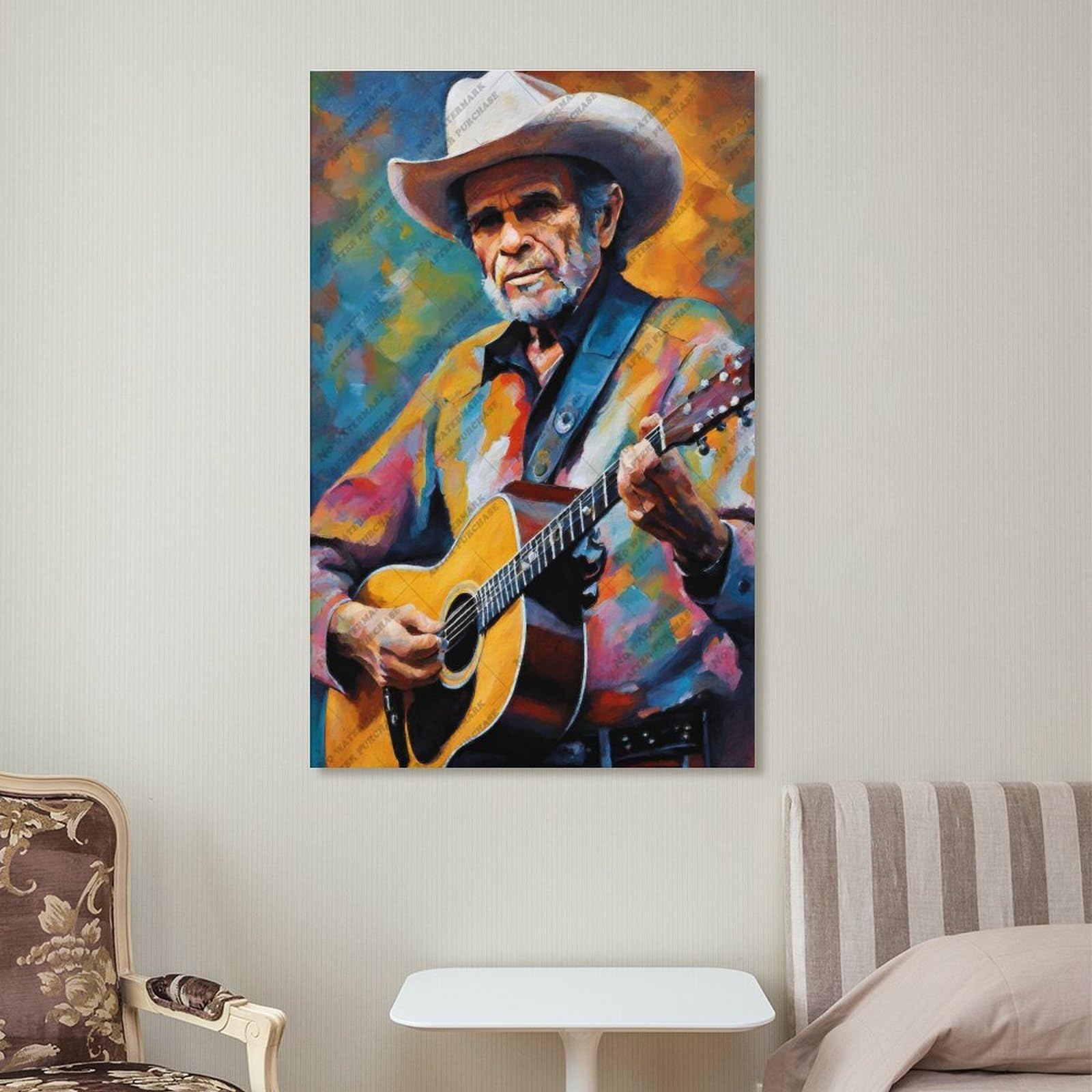 FCOJE Poster su tela con cantante folk country Merle_Haggard (1), decorazione artistica da parete per soggiorno e camera da letto, 30 x 45 cm