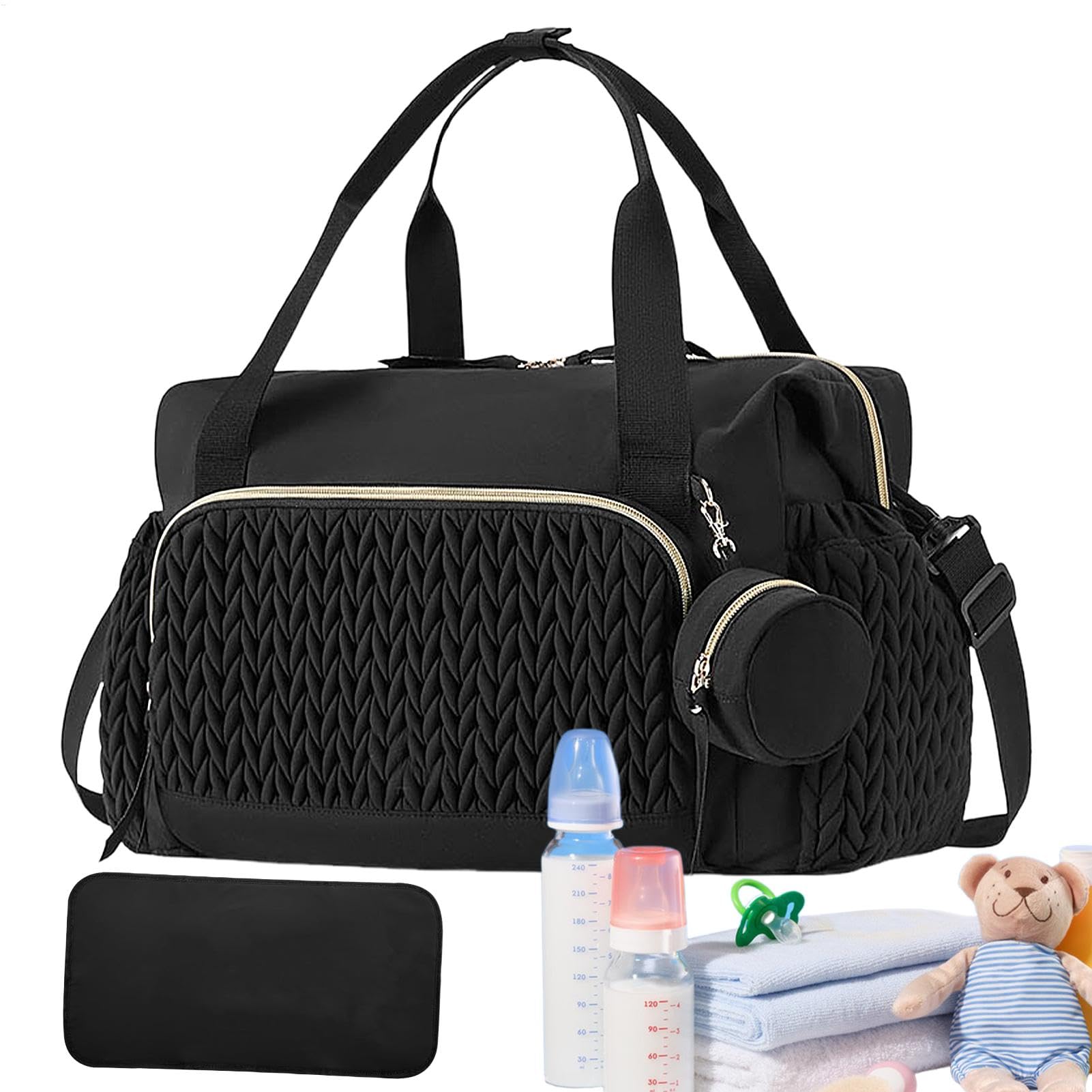 Borsa per pannolini, grande capacità, portaciuccio, molteplici scomparti, tessuto impermeabile, design spazioso, 45 x 23 x 30 cm, per uso domestico e in viaggio