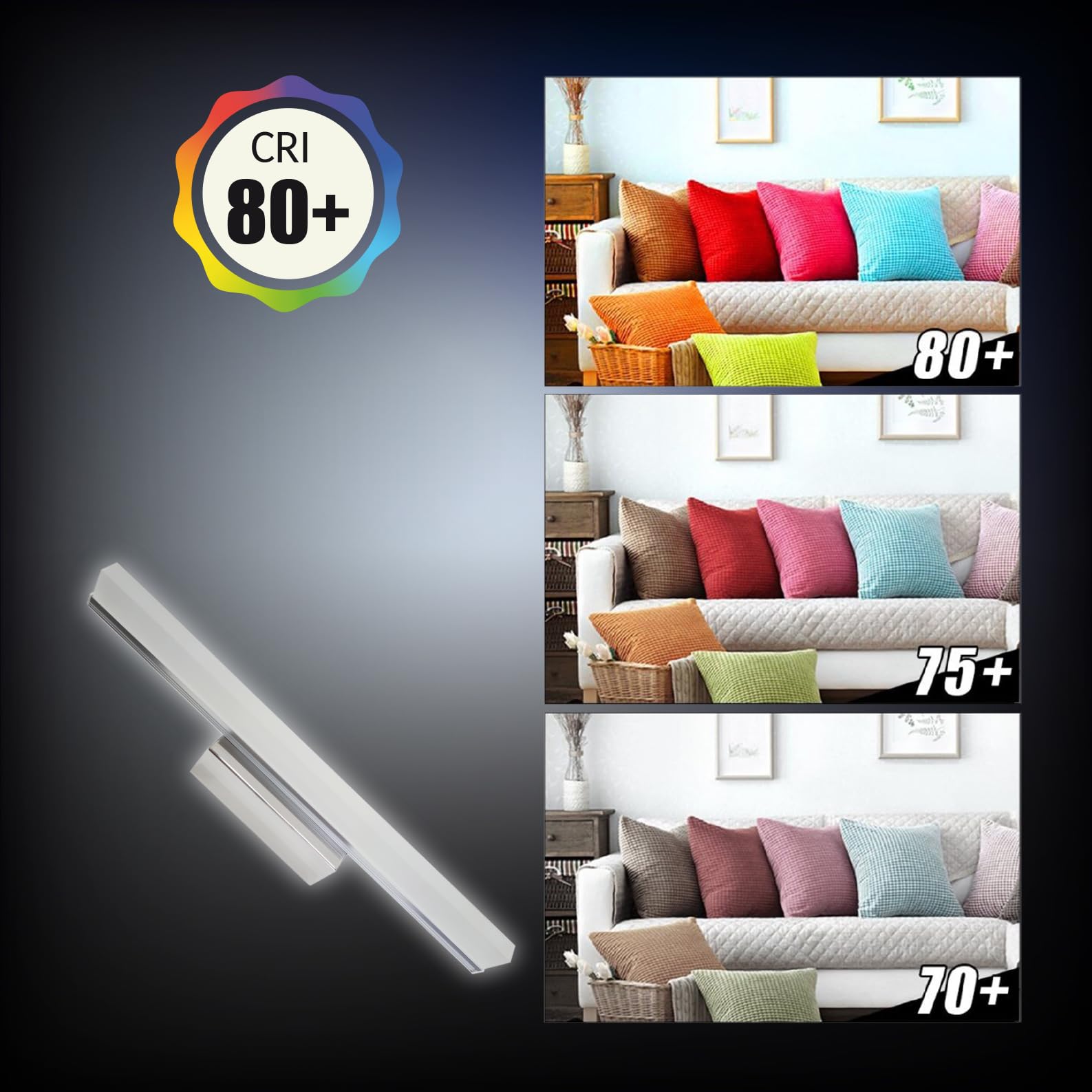 LED ATOMANT Applique Cromata per Bagno 60 cm, 16W, Colore Bianco Freddo (6500K), 1600 Lumen