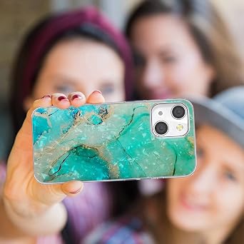 for iPhone 14 Plus Case for Women Girl Men,Full Protective Shockproof Slim Soft TPU Clear Phone Cover Cases with Design for iPhone 14 Plus,Glitter Sparkle Shiny Pearl Luster Gold Green Marble