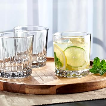 Anchor Hocking Anniston Drinking Glasses Set 16 Piece Set (8 Rocks Glasses & 8 Tumbler Glasses)