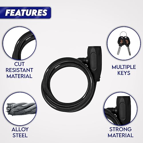 Miniatura 3 de Cerradura de bicicleta con llave  Cerradura de bicicleta  Cerradura para bicicletas  Cerraduras de bicicleta de PVC de 6 pies  Cerradura de rueda de