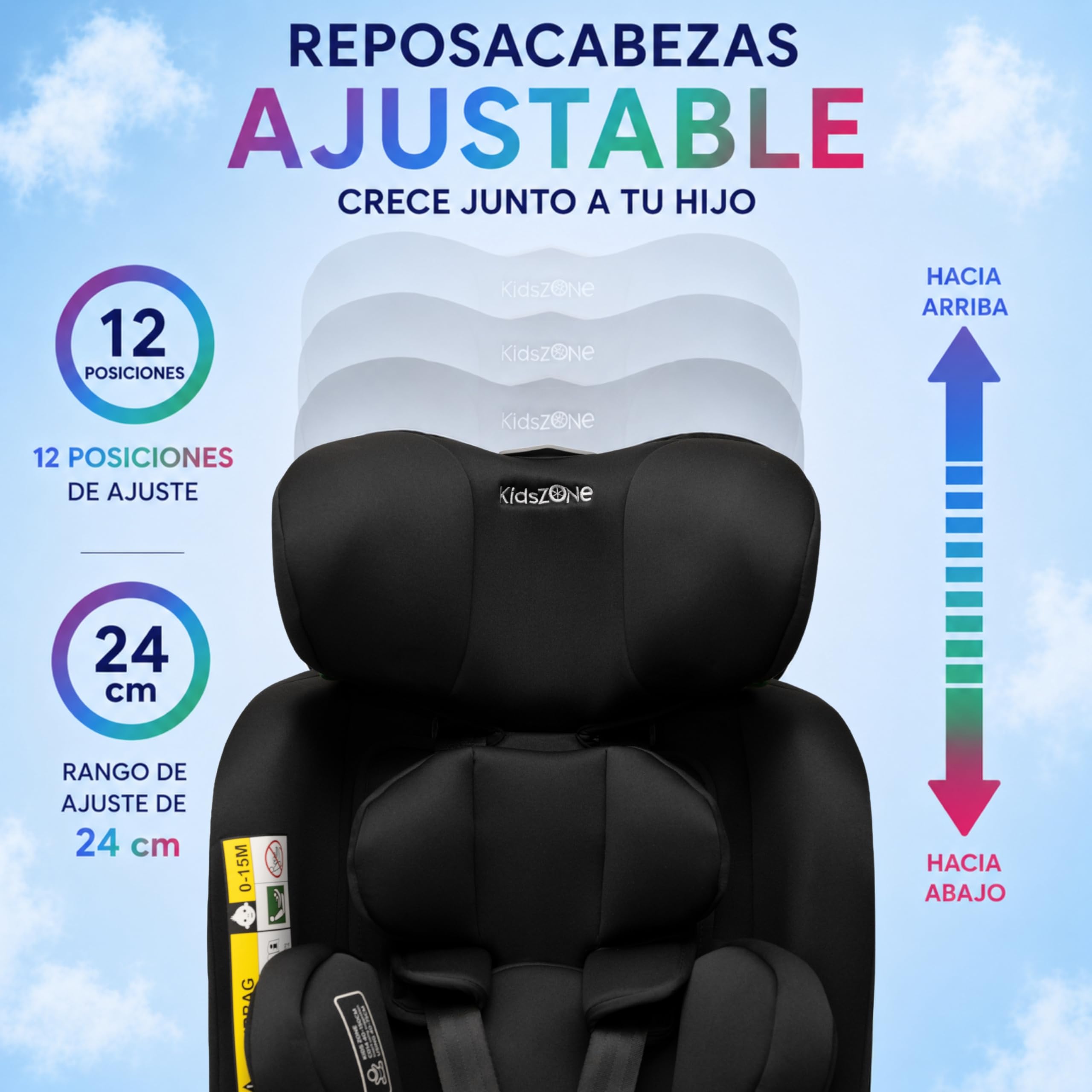 KidsZone Silla Coche Bebe Grupo 0 1 2 3 Isofix, Pata Apoyo - Silla de Coche 0-36 kg (40-150 cm i-Size) Giratoria 360º - 8 Posiciones Reclinación, 12 Posiciones Reposacabezas