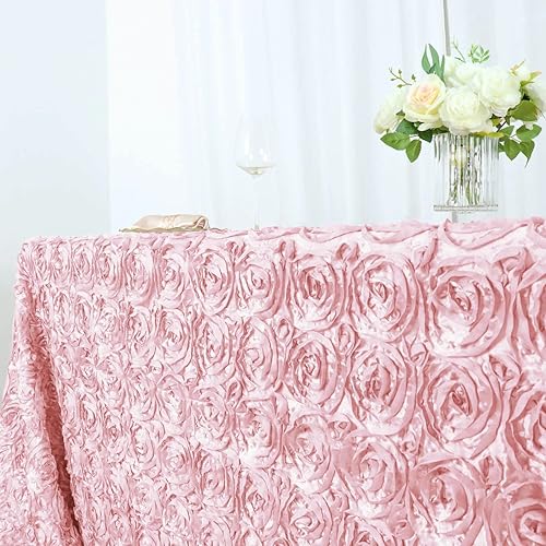 Miniatura 5 de BalsaCircle Mantel rectangular de satén azul rey de 90 x 156 pulgadas, diseño de rosetas elevadas, para bodas, fiestas, comedor