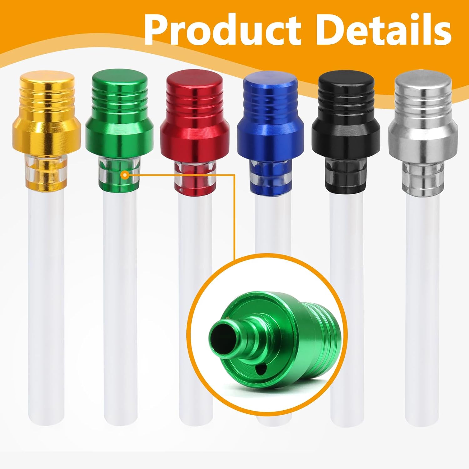 BokWin 6 Pack Gas Cap Vent Tube, Breather Hose Gas Fuel Tank Cap Vent, Motorcycle ATV Ventilation Kit in 6 Colors Aluminum, Fits for Pit Dirt Bike 50cc 70cc 90cc 110cc 125cc 150cc Engines