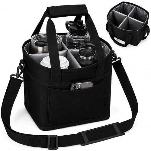 NVXEBOG 4-Compartment Drink Carrier Bag (Black)