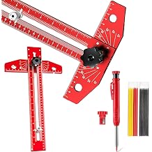 GREYWOLF T-Square Ruler Multi-Angle Measuring Ruler, Adjustable Aluminium Carpenter Square with Graduations, Multi-Purpose Layout Template Tool for Woodworking, Handymen, Builders and DIY Projects