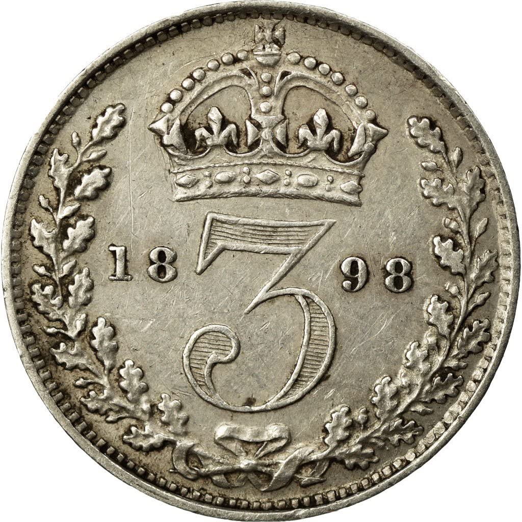 1893-1901 British Queen Victoria 3 Silver Pence. Real Victorian Era UK Coin. 3 Pence Graded By Seller Circulated/Worn Condition