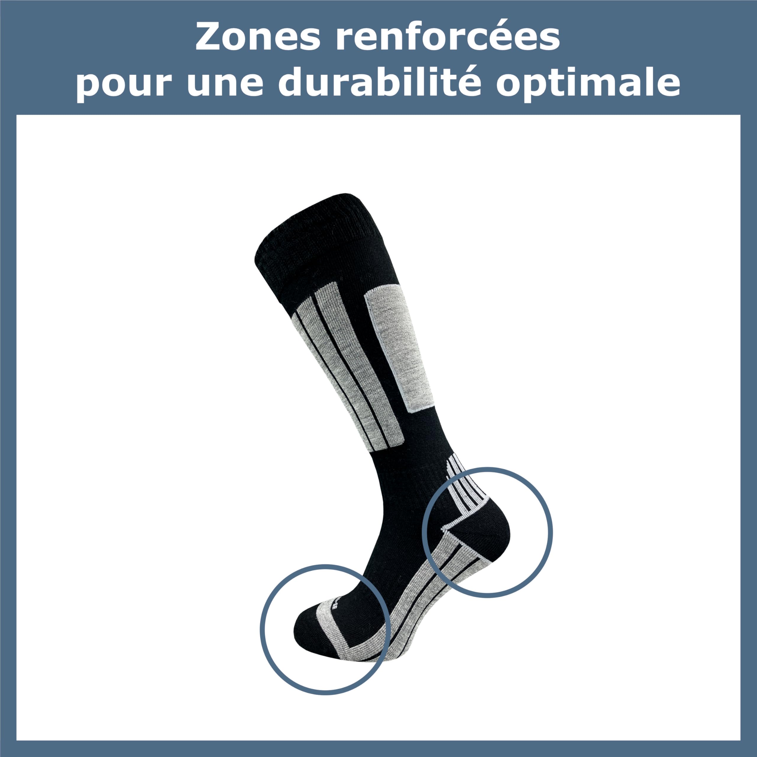 GAWILO Chaussettes de ski femme & homme avec zones rembourrées (4 paires) Chaussettes montantes thermiques pour ski, snowboard & randonnée
