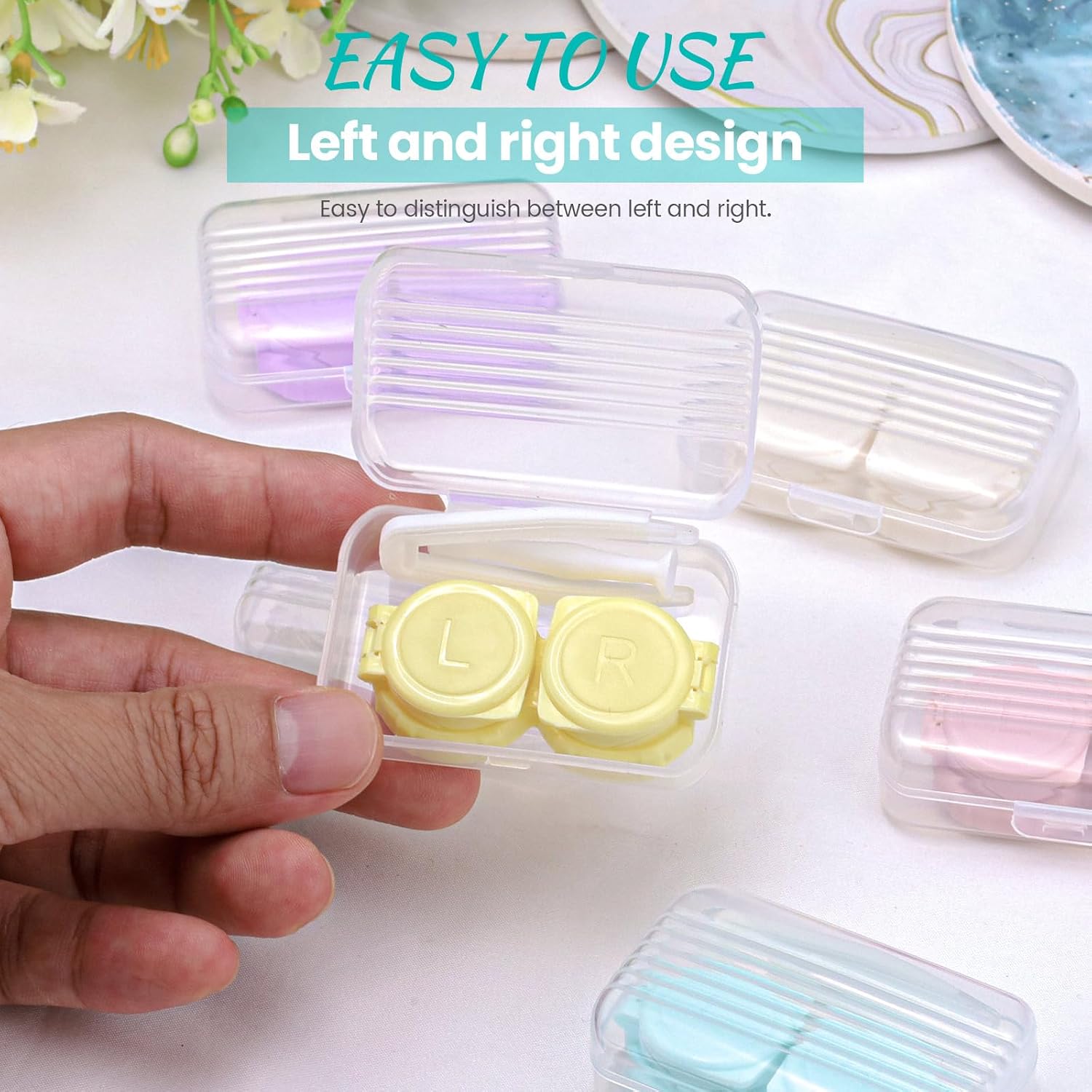 LELE LIFE 12 Pack Flip Top Contact Lens Case, Eye Contact Cases Holder Bulk with Storage Box & Applicator Tool Tweezers for Daily Travel