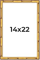 Vista 241 de Poster Palooza Marco de madera maciza de bambú dorado de 12 x 8 pulgadas con acrílico UV, respaldo de tablero de espuma y accesorios para colgar