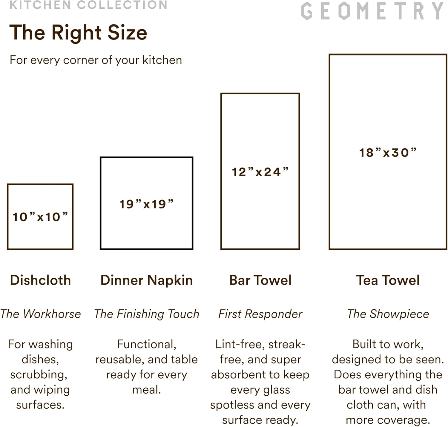 GEOMETRY Kitchen Dish Cloths - Premium Dishcloths with Geoweave - Absorbent & Fast Drying Kitchen Towels - Leafy Luxe, 10" x 10" - 3-Pack