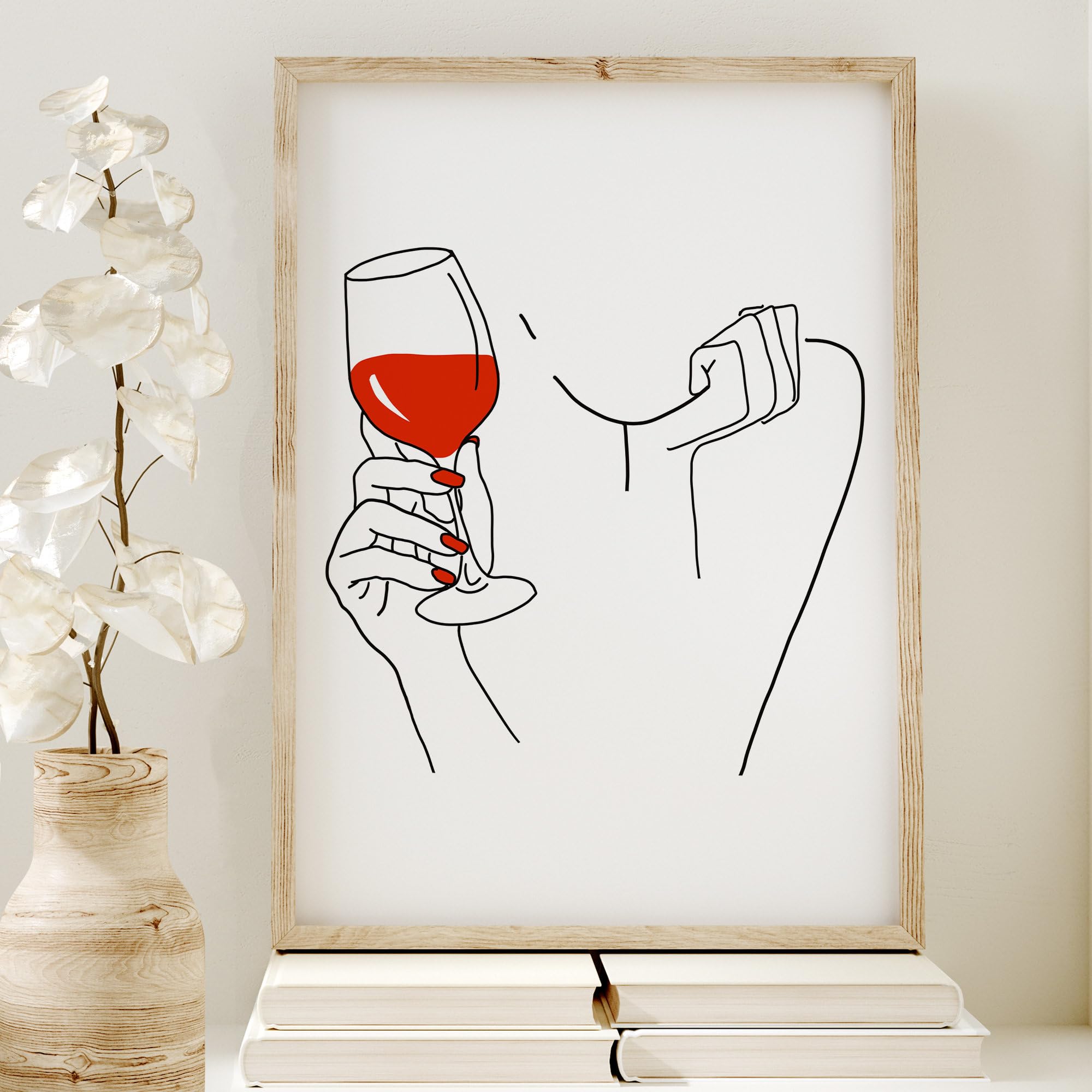 Wine Line Art Print Woman Wine Wall Art Red Wine Desertcart