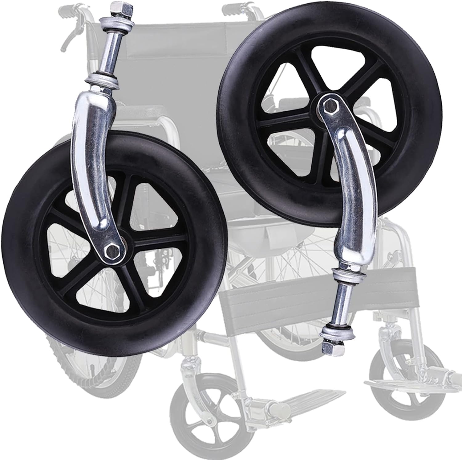 2 Pcs Wheelchair Front Wheel Assembly, 6" 7" 8" Wheelchair