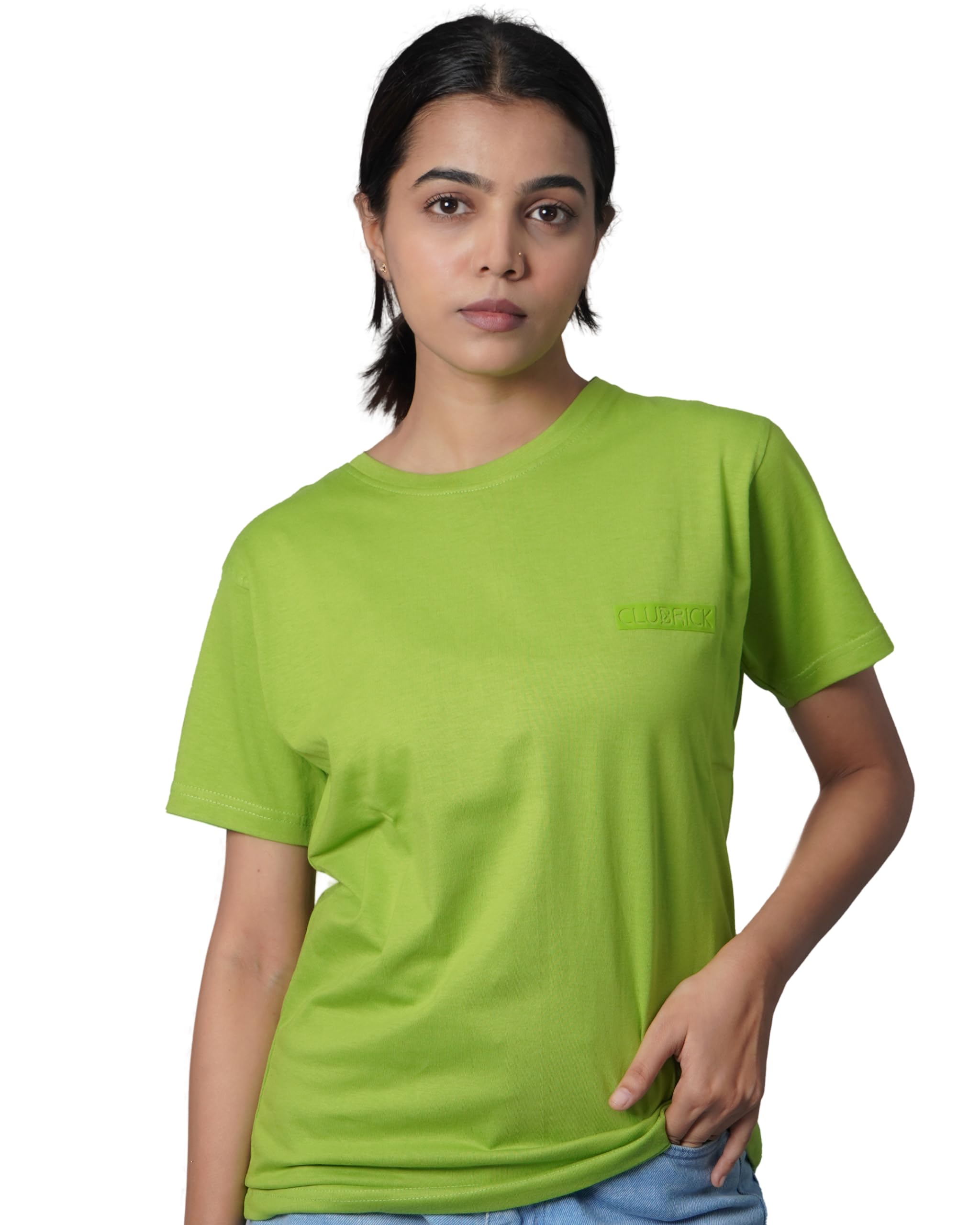 CLUBRICK Round Neck Soft Cotton t-Shirts for Women, a Premium Brand, Solid Colour, Comfort wear, Relax fit, Suitable for Travel/Night wear