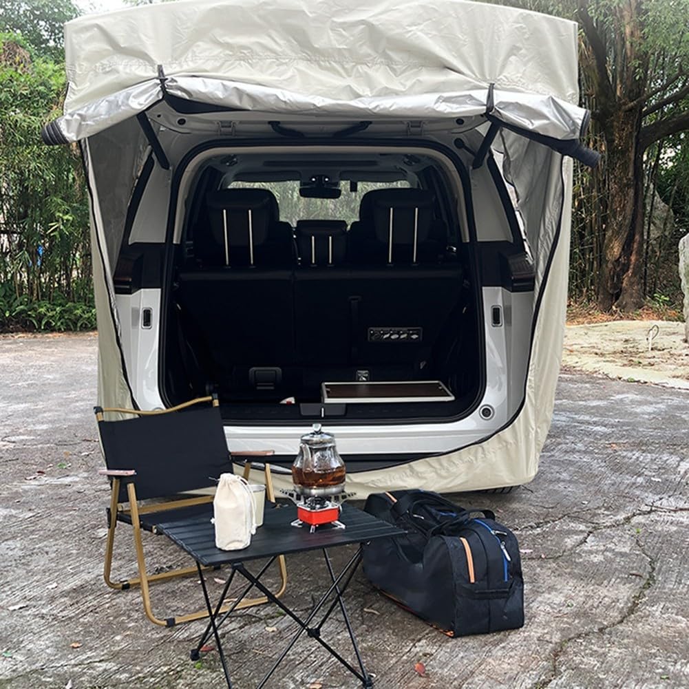 Tienda de campaña MPV para portón trasero de coche con tela impermeable resistente a los rayos UV, montaje magnético y malla fina con flujo de aire e insectos (MPV estándar blanco)