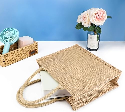 Miniatura 7 de Segarty Bolsas de yute, 1 paquete pequeño de yute de arpillera reutilizable, bolsa de regalo de lona con asas, bolsa en blanco a granel para dama de