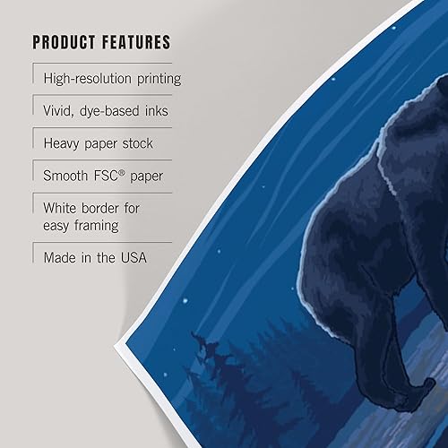 Miniatura 3 de Lantern Press Cuchara, Colorado, Bear in Moonlight (12x18 Art Print, Travel Poster Wall Decor)